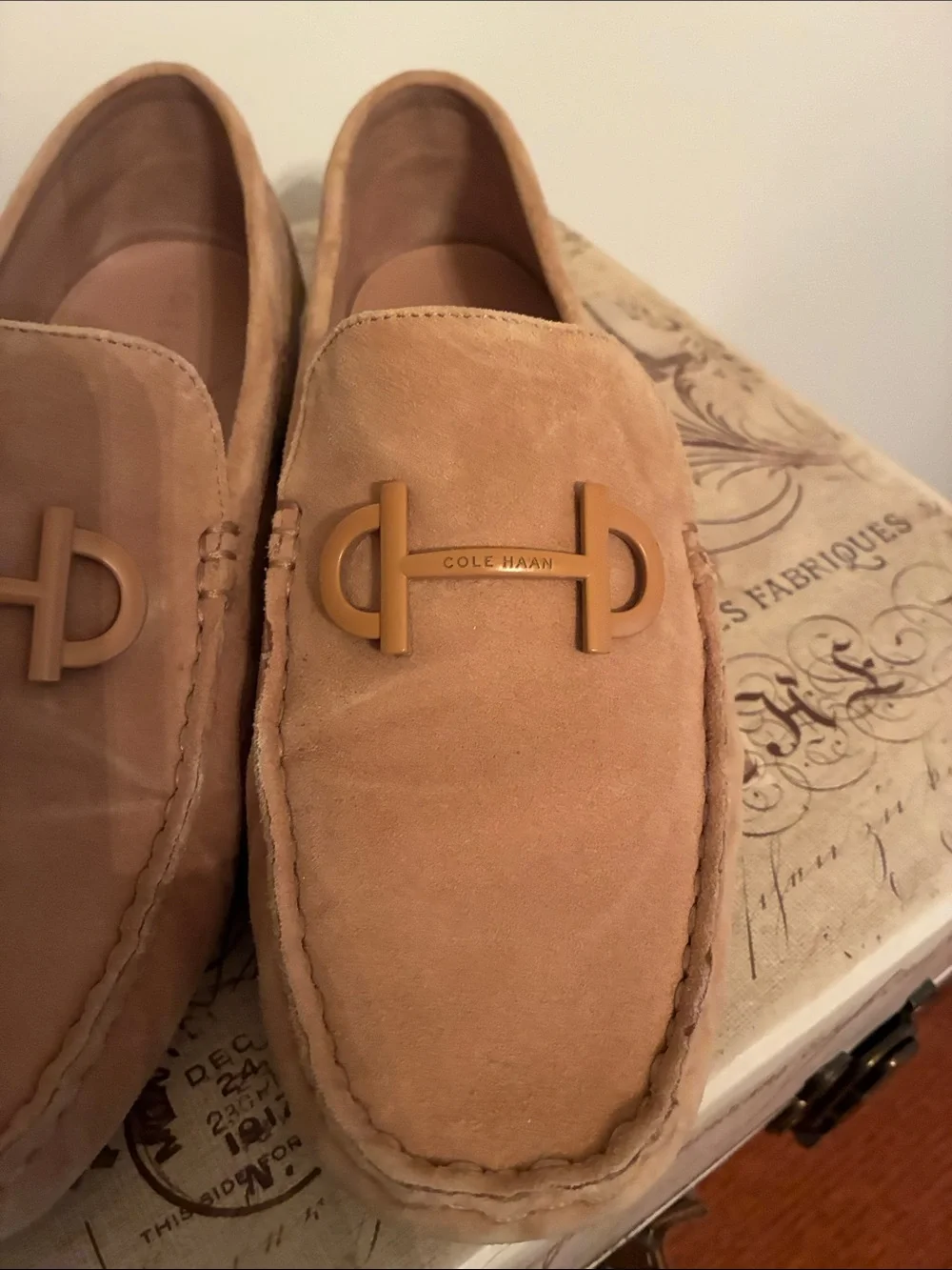 Cole Haan Tan Suede Bit-Trim Loafers